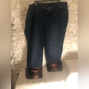 Mod x  ankle jeans size 18w with mock fur at bottom